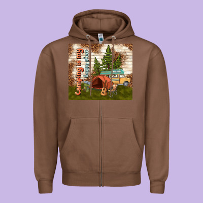 Camping Is My Happy Place Zipper Hoodie Designed By Tumblerdesignbyshophia
