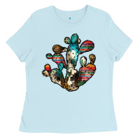Baby Blue serape cactus Ladies Tee - JahusDesignShop