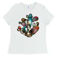 White serape cactus Ladies Tee - JahusDesignShop