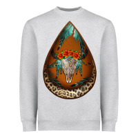 Heather Grey leopard bullskull teardrop earrings Heavyweight Sweatshirt - Jasminsmagicworld