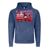 Vintage Denim valentines express with gnomies Vintage Hoodie - NancyCooperArtShop