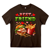 Chocolate Brown best friend hamburger potatoes Heavy Core Tee - AdoDesignShop