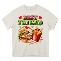 Cream best friend hamburger potatoes Heavy Core Tee - AdoDesignShop