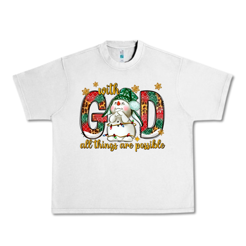 With God All Things Are Possible With Snowman Urban Heavy Tee by NancyCooperArtShop | Teevron