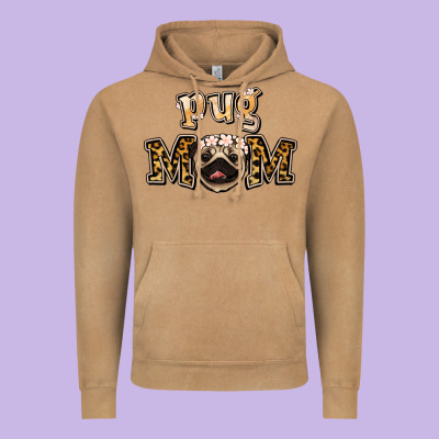 Pug Mom Vintage Hoodie Designed By Jasminsmagicworld