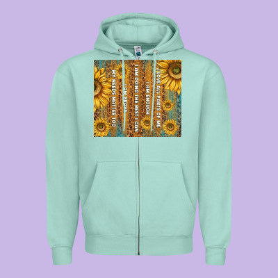 Self Reminders With Sunflowers Zipper Hoodie Designed By Tumblerdesignbyshophia