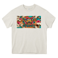 Cream bus driver school bus cowhide license plate Heavy Core Tee - Artiststas