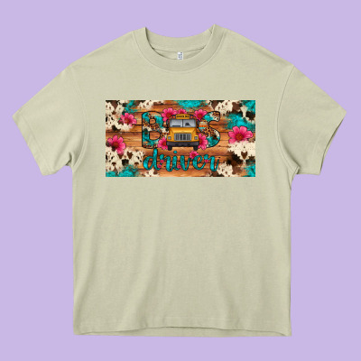 Bus Driver School Bus Cowhide License Plate Heavy Core Tee Designed By Artiststas