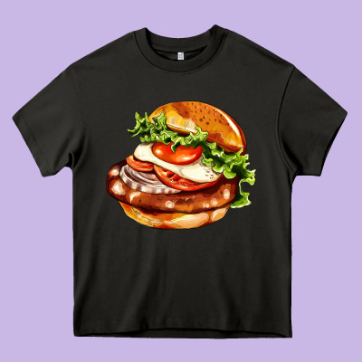 American Hamburger Heavy Core Tee Designed By Adodesignshop