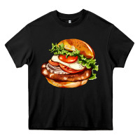 Black American hamburger Heavy Core Tee - AdoDesignShop