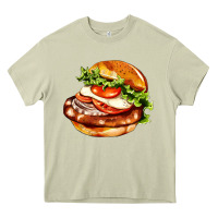 Mossy American hamburger Heavy Core Tee - AdoDesignShop