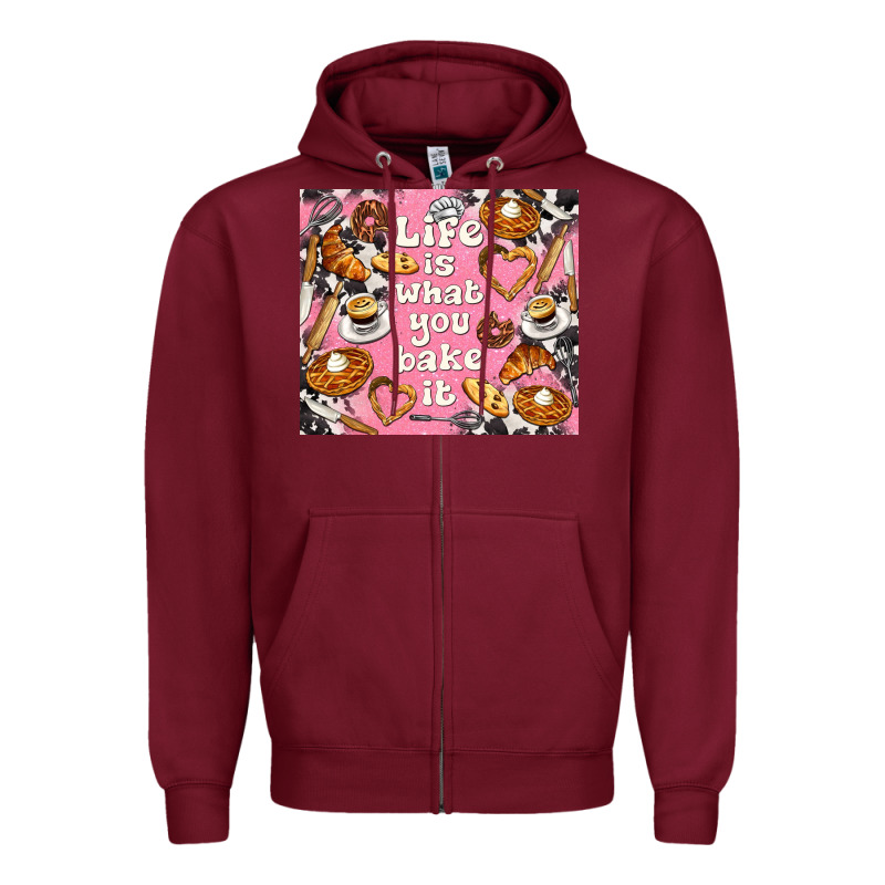 Life Is What You Bake It With Cowhide Zipper Hoodie by TumblerDesignByShophia | Teevron