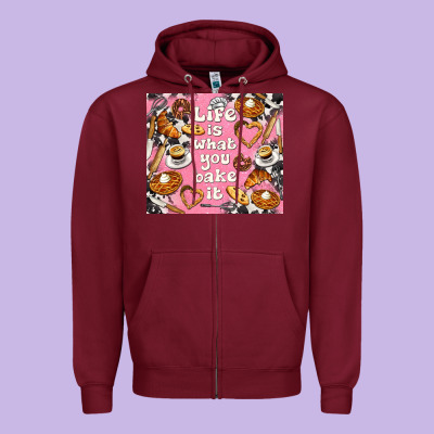 Life Is What You Bake It With Cowhide Zipper Hoodie Designed By Tumblerdesignbyshophia