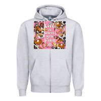 Heather Grey life is what you bake it with cowhide Zipper Hoodie - TumblerDesignByShophia