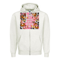 Oatmeal Heather life is what you bake it with cowhide Zipper Hoodie - TumblerDesignByShophia