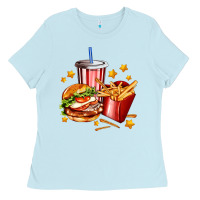 Baby Blue hamburger potatoes and coke Ladies Tee - AdoDesignShop
