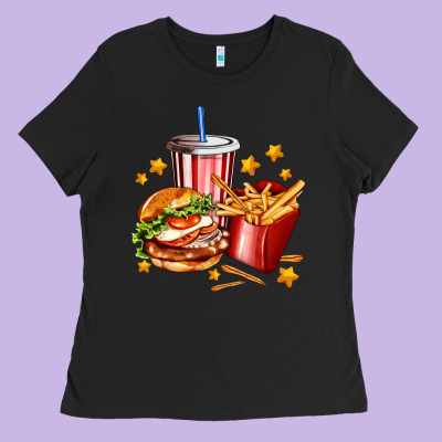 Hamburger Potatoes And Coke Ladies Tee Designed By Adodesignshop