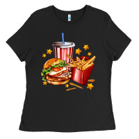 Black hamburger potatoes and coke Ladies Tee - AdoDesignShop