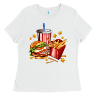 White hamburger potatoes and coke Ladies Tee - AdoDesignShop