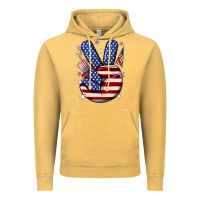 Vintage Mustard peace 4th july Vintage Hoodie - NancyCooperArtShop