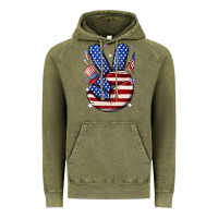 Vintage Olive peace 4th july Vintage Hoodie - NancyCooperArtShop