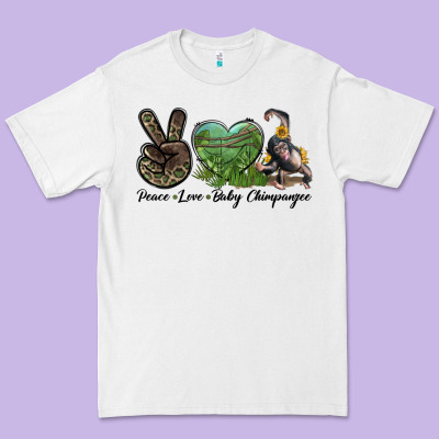 Leopard Peace Love Baby Chimpanzee Premium Tee Designed By Lillyallendesigns