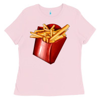 Bubblegum Pink french fries Ladies Tee - AdoDesignShop