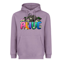 Lavender Easter Day He is alive Heavyweight Hoodie - OliviaCreatesArt