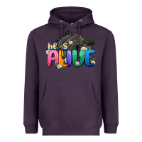 Plum Easter Day He is alive Heavyweight Hoodie - OliviaCreatesArt