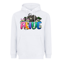 White Easter Day He is alive Heavyweight Hoodie - OliviaCreatesArt