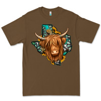 Cacao Texas map long haired shaggy cow Premium Tee - Jasminsmagicworld