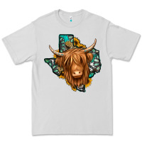 Texas Map Long Haired Shaggy Cow Premium Tee | Teevron