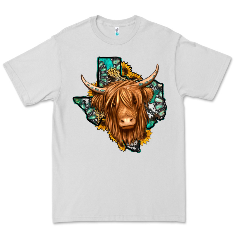Texas Map Long Haired Shaggy Cow Premium Tee by Jasminsmagicworld | Teevron