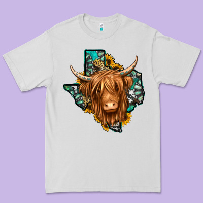 Texas Map Long Haired Shaggy Cow Premium Tee Designed By Jasminsmagicworld