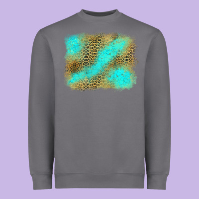 Leopard Turquoise Background Heavyweight Sweatshirt Designed By Jasminsmagicworld