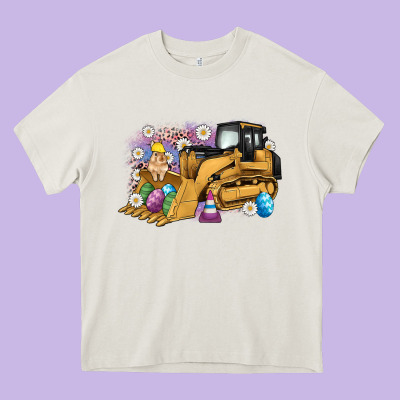 Easter Bulldozer Bunny Egg Leopard Heavy Core Tee Designed By Artiststas
