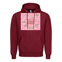 Burgundy i am enough with glitter Zipper Hoodie - TumblerDesignByShophia