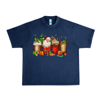 Navy Christmas Santa coffee cups Urban Heavy Tee - MaliasSmallBusiness