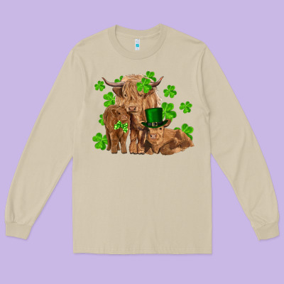 St Patrick's Day Cow Family Long Sleeve Tee Designed By Ranaportraitstore