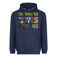 Navy Easter Day Oh he loves us Heavyweight Hoodie - OliviaCreatesArt