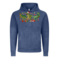 Vintage Denim christmas dinosaurs Vintage Hoodie - MaliasSmallBusiness