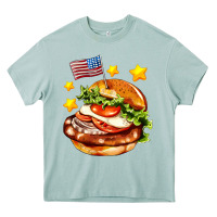 Arona american flag and hamburger Heavy Core Tee - AdoDesignShop