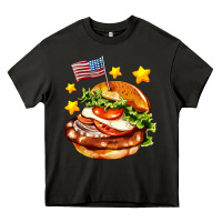 Asphalt american flag and hamburger Heavy Core Tee - AdoDesignShop