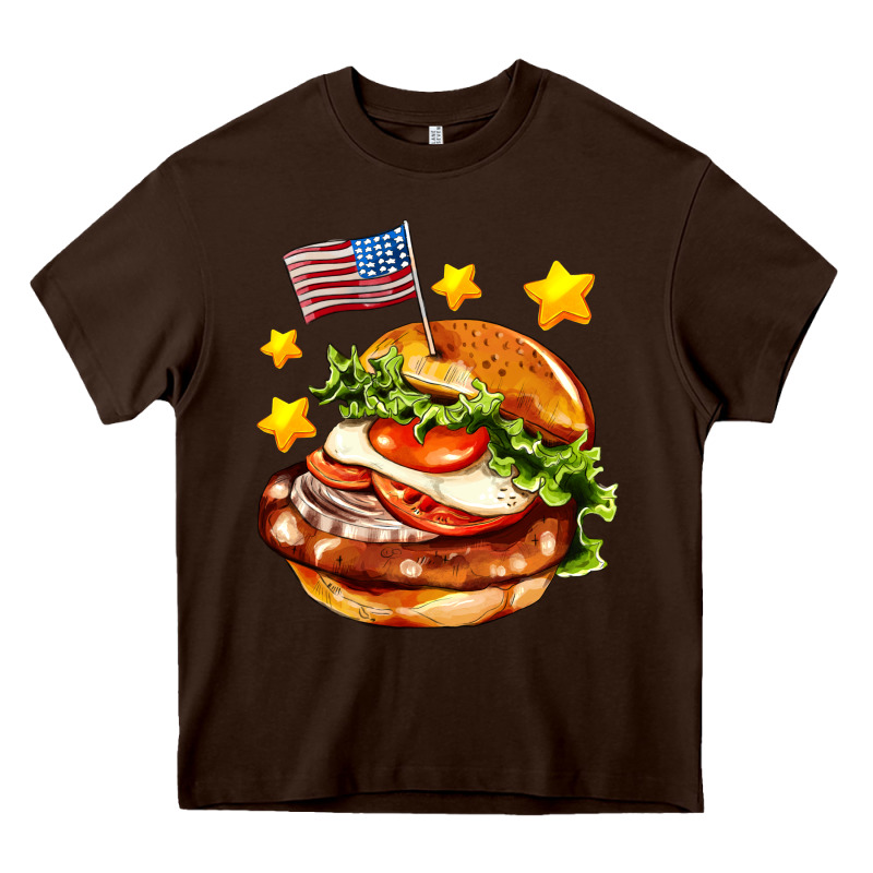 American Flag And Hamburger Heavy Core Tee by AdoDesignShop | Teevron