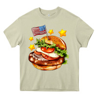 Mossy american flag and hamburger Heavy Core Tee - AdoDesignShop