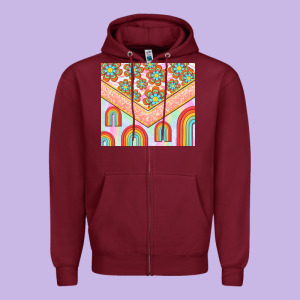 Hippie Rainbow And Daisy Zipper Hoodie Designed By Tumblerdesignbyshophia