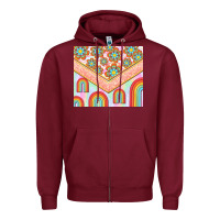 Burgundy hippie rainbow and daisy Zipper Hoodie - TumblerDesignByShophia