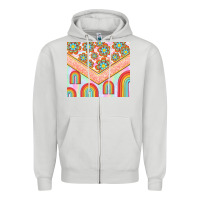 Dove Grey hippie rainbow and daisy Zipper Hoodie - TumblerDesignByShophia