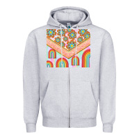 Heather Grey hippie rainbow and daisy Zipper Hoodie - TumblerDesignByShophia