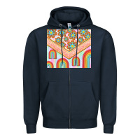 Navy hippie rainbow and daisy Zipper Hoodie - TumblerDesignByShophia